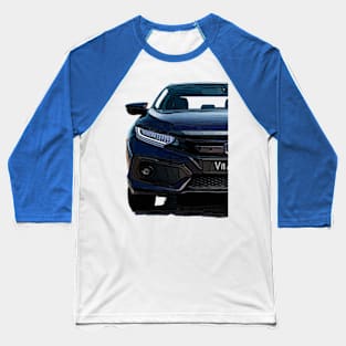 Dynamic Ignition: Honda Civic Blue Fiery Half Body Posterize Car Design Baseball T-Shirt